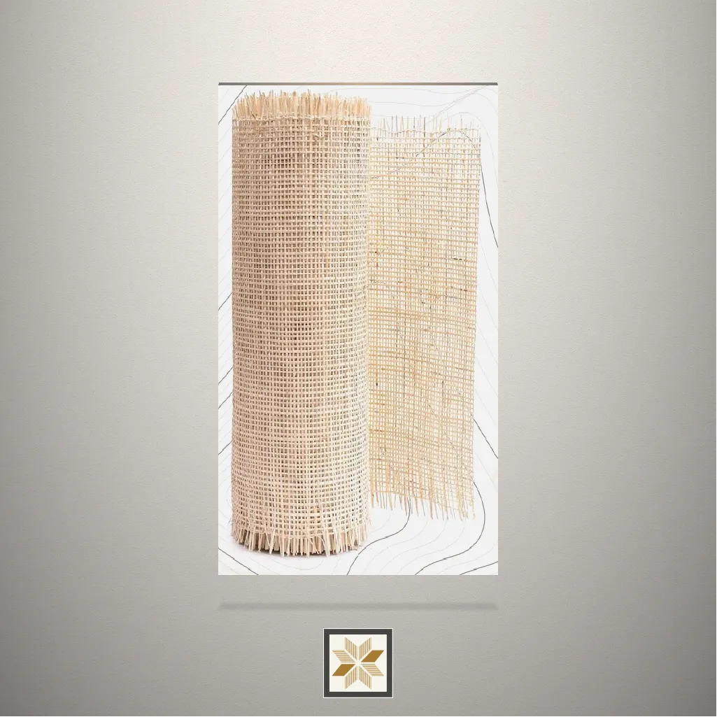 Square Natural Dark Cane Rattan Cream Laminate (25x2 feet,1 mm): LM-10731