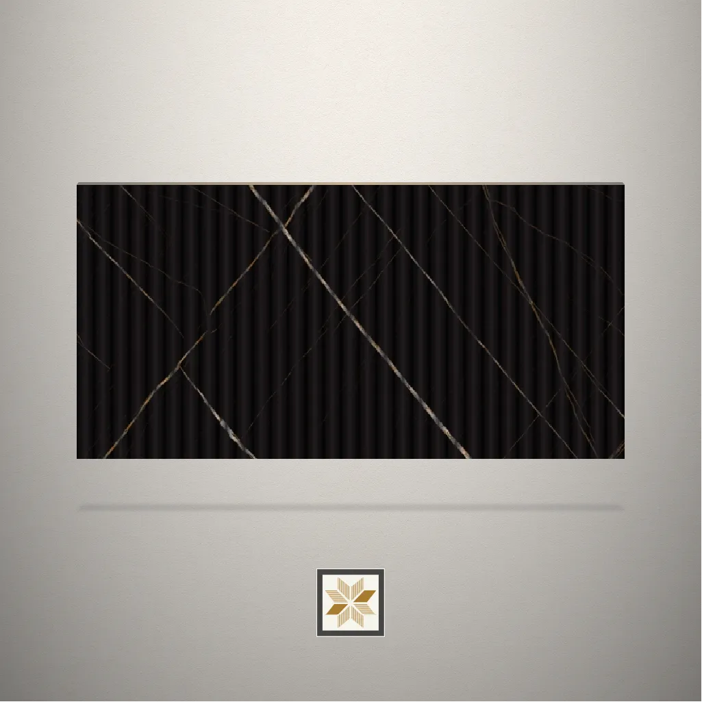 Matt Fluted Black Laminate (8x4 feet,1 mm): LM-10763