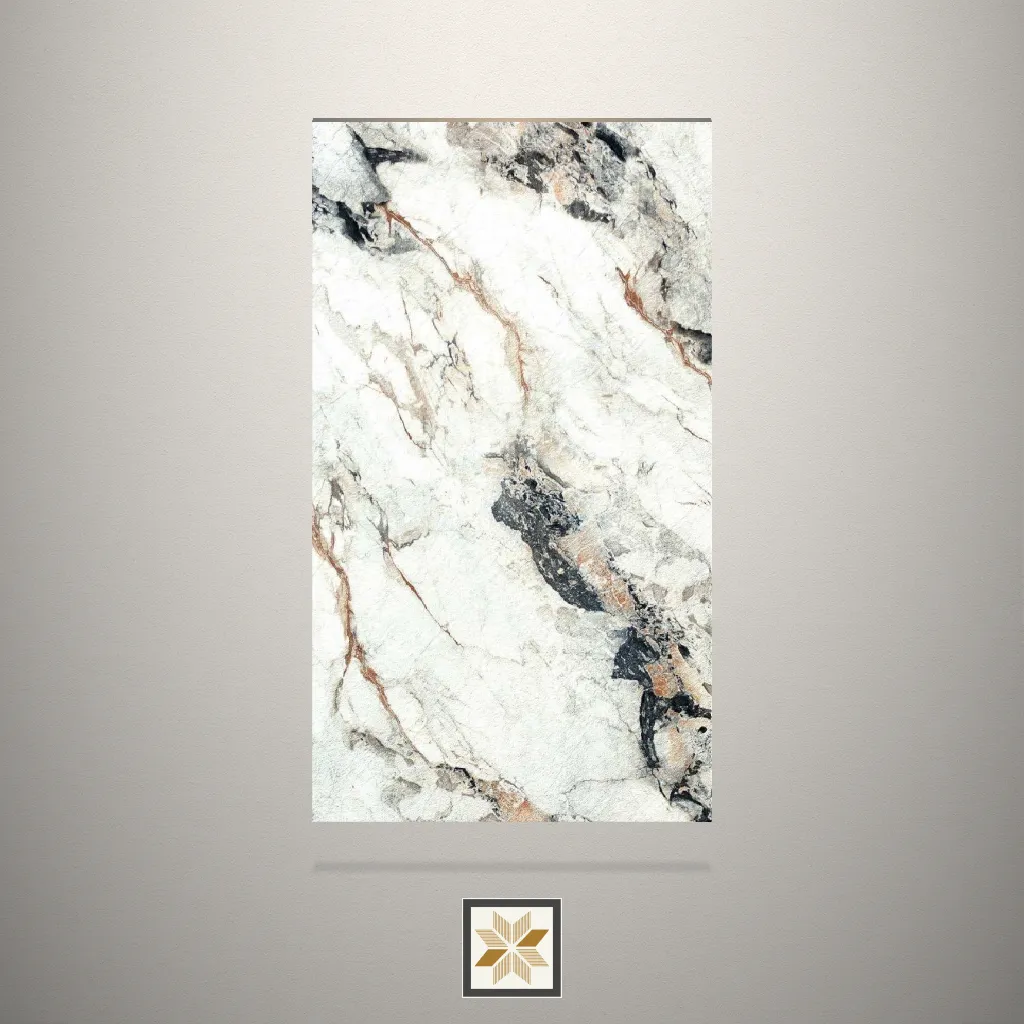 Gloss Venetian Carrara Stone White Laminate (8x4 feet,1 mm): LM-12757