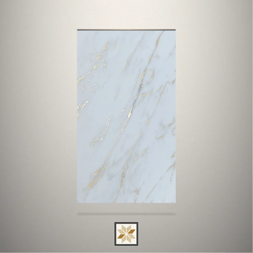 Metal Alaska Gold Marble White Laminate (8x4 feet,1.5 mm): LM-14155