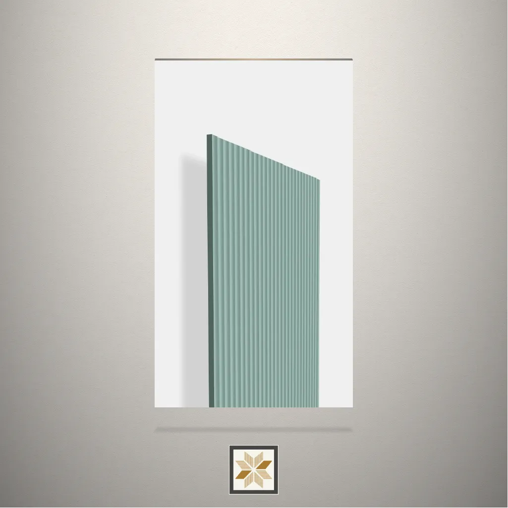 High Gloss Shore Fluted Green Laminate (8x4 feet,1 mm): LM-14479