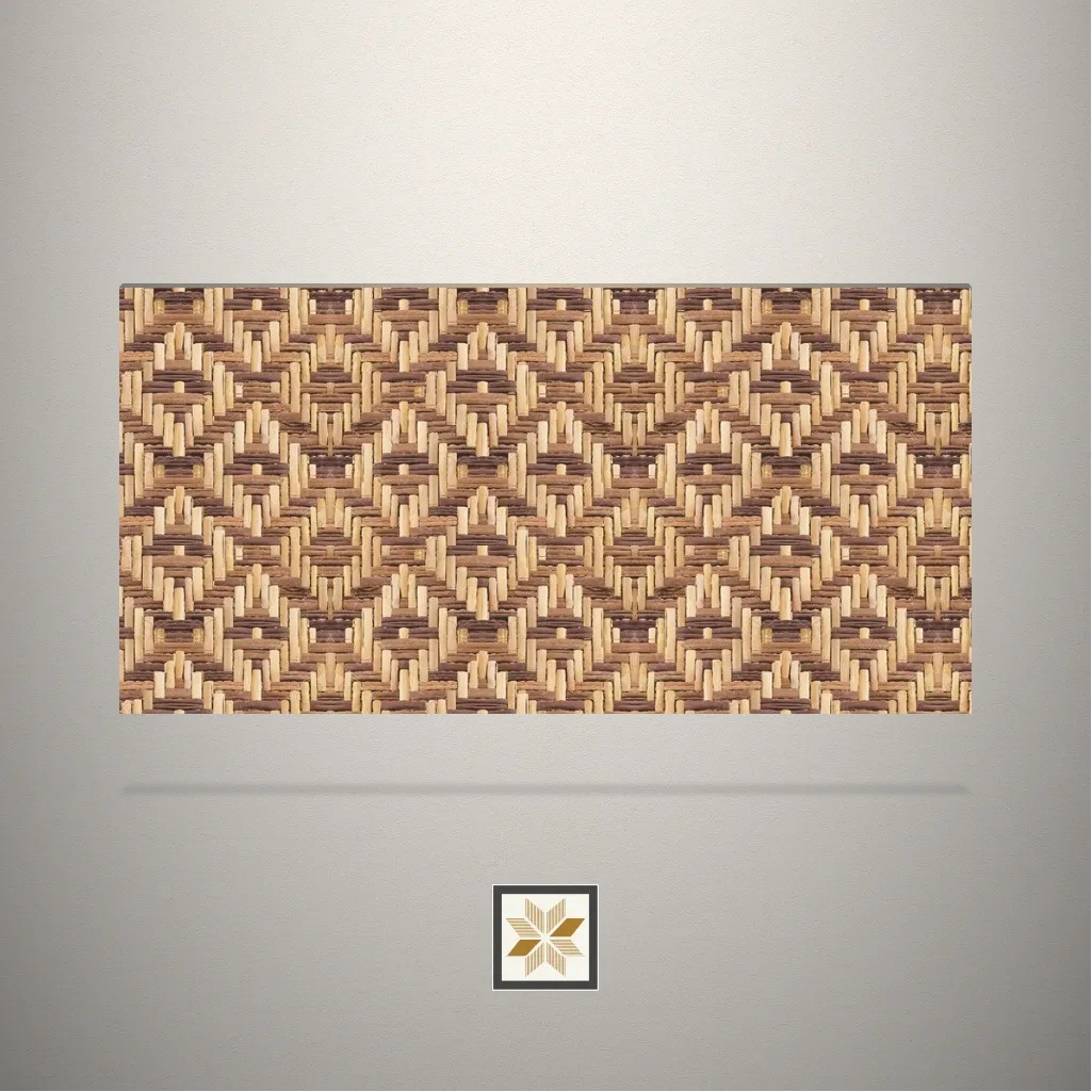 Textured Criss Cross Cane Fabric Linen Brown Laminate (8x4 feet,1 mm): LM-14628