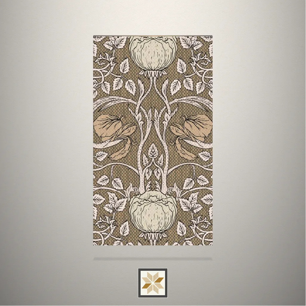 Textured Rattan Floral Pattern Brown Laminate (8x4 feet,1 mm): LM-14962