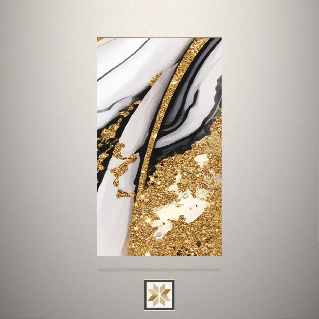 Gloss Golden River Marble White Laminate (8x4 feet,1 mm): LM-14966