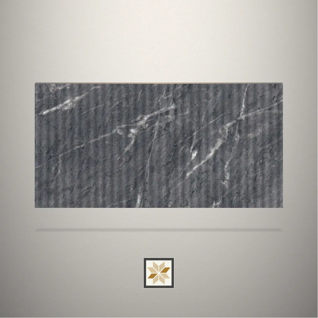 Matt Grey Stone Fluted Grey Laminate (8x4 feet,1 mm): LM-14972