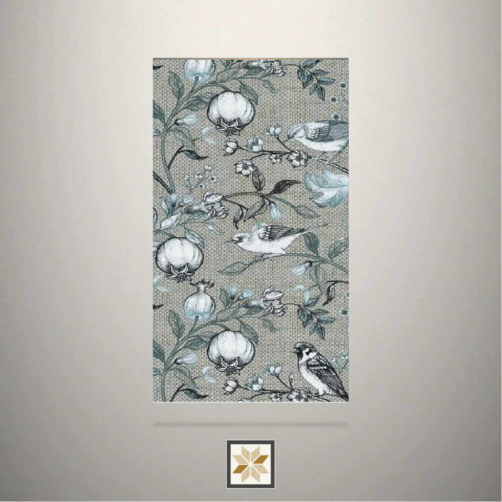 Textured Flowers & Birds Knot Pattern Grey Laminate (8x4 feet,1 mm): LM-15023