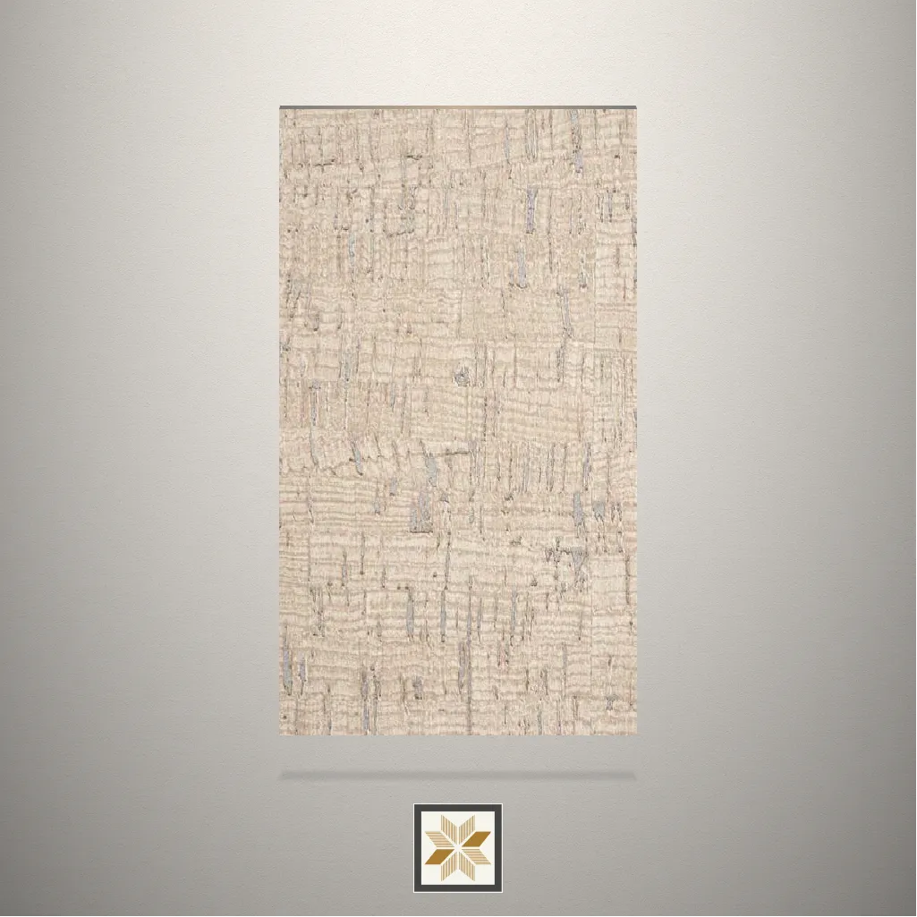 High Gloss Bleeched Cork Pattern Beige Laminate (8x4 feet,1 mm): LM-15226