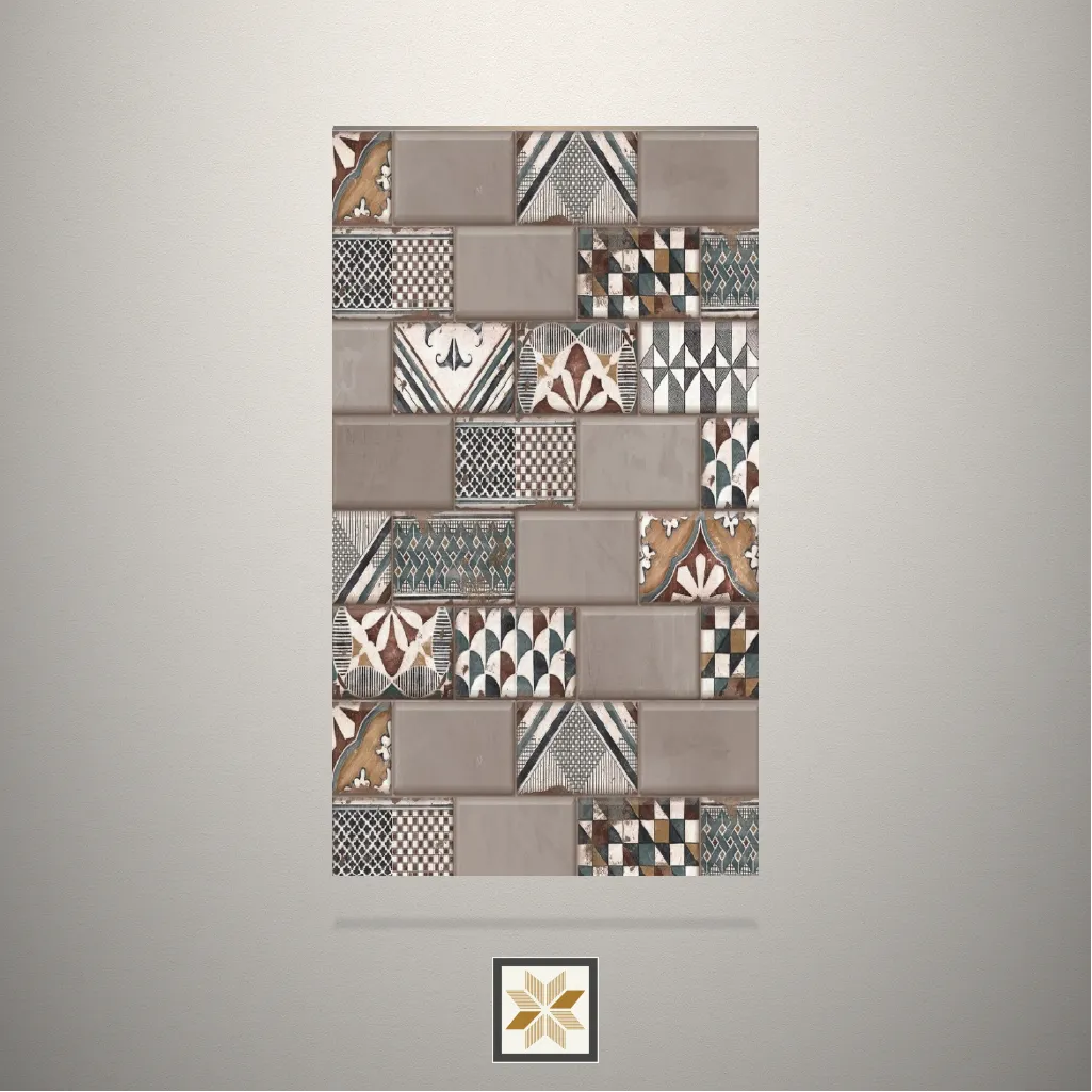 Textured Moroccan Tiles Pattern Brown Laminate (8x4 feet,1 mm): LM-16018