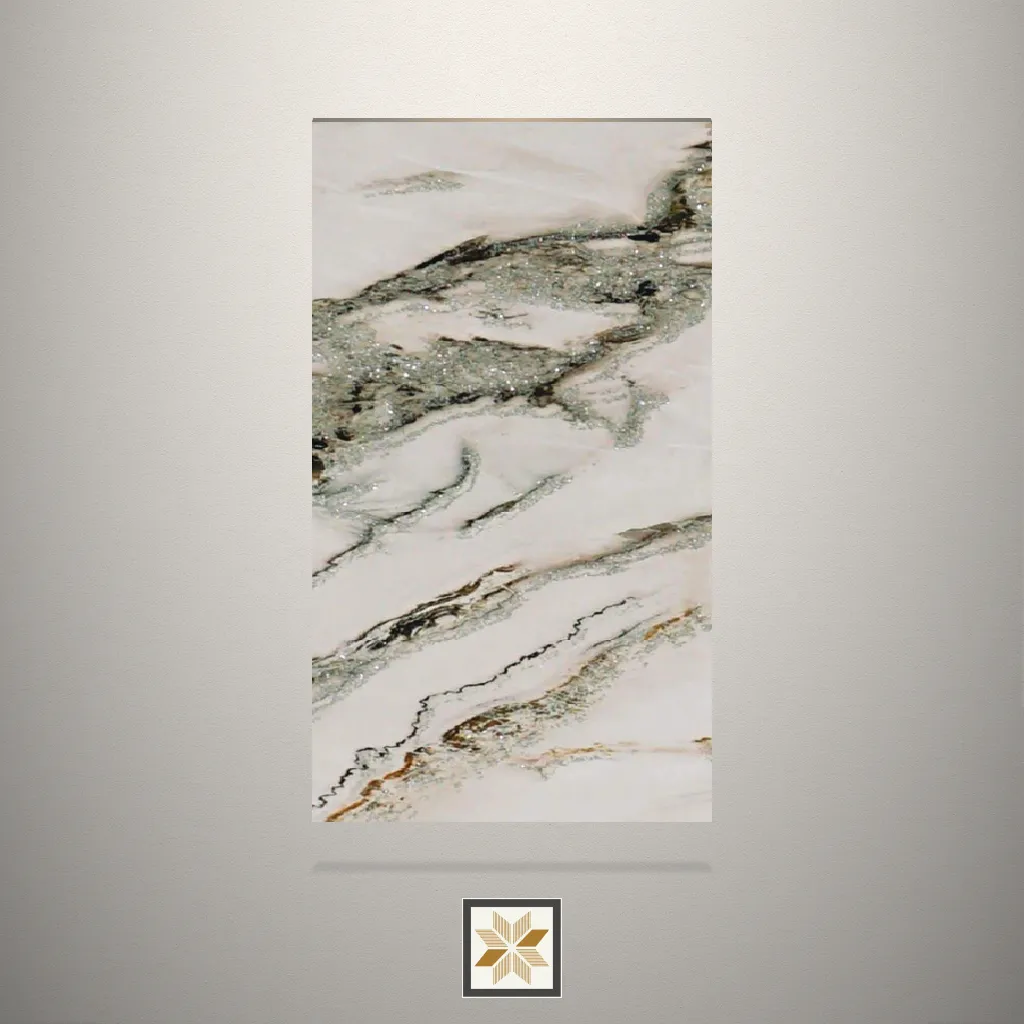 Gloss Quartz Luxe Marble Beige Laminate (8x4 feet,1 mm): LM-16028
