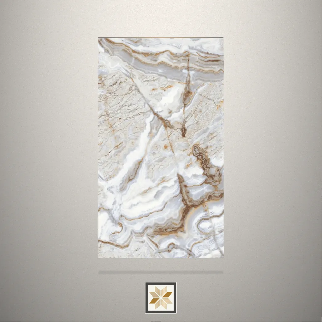 Textured White Creck Stone Marble Brown Laminate (8x4 feet,1 mm): LM-16121