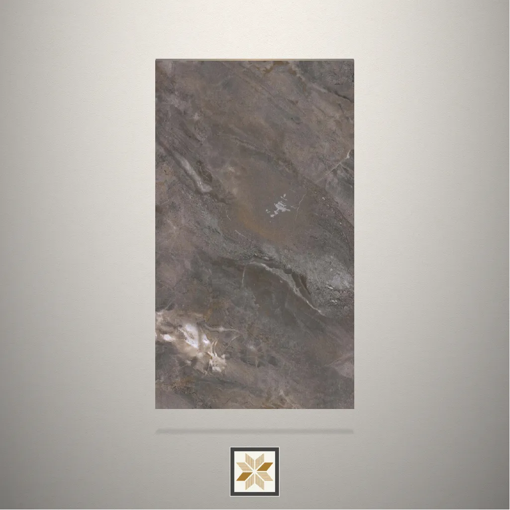 High Gloss Dark Marmi Marble Brown Laminate (8x4 feet,0.8 mm): LM-16239