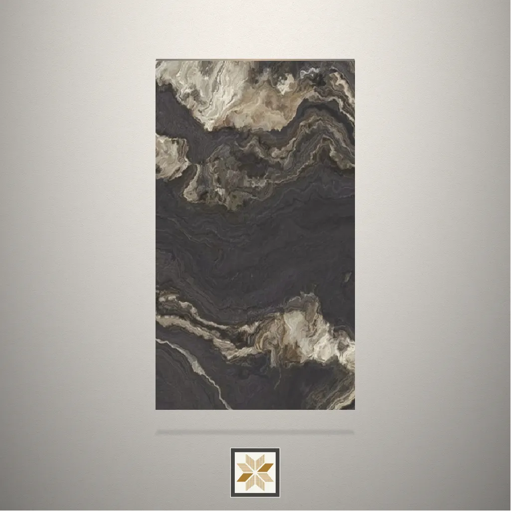 Matt Marquina Black Marble Black Laminate (8x4 feet,1 mm): LM-16347