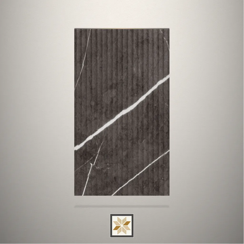 HT Black Marquina Fluted Black Laminate (8x4 feet,1 mm): LM-16837