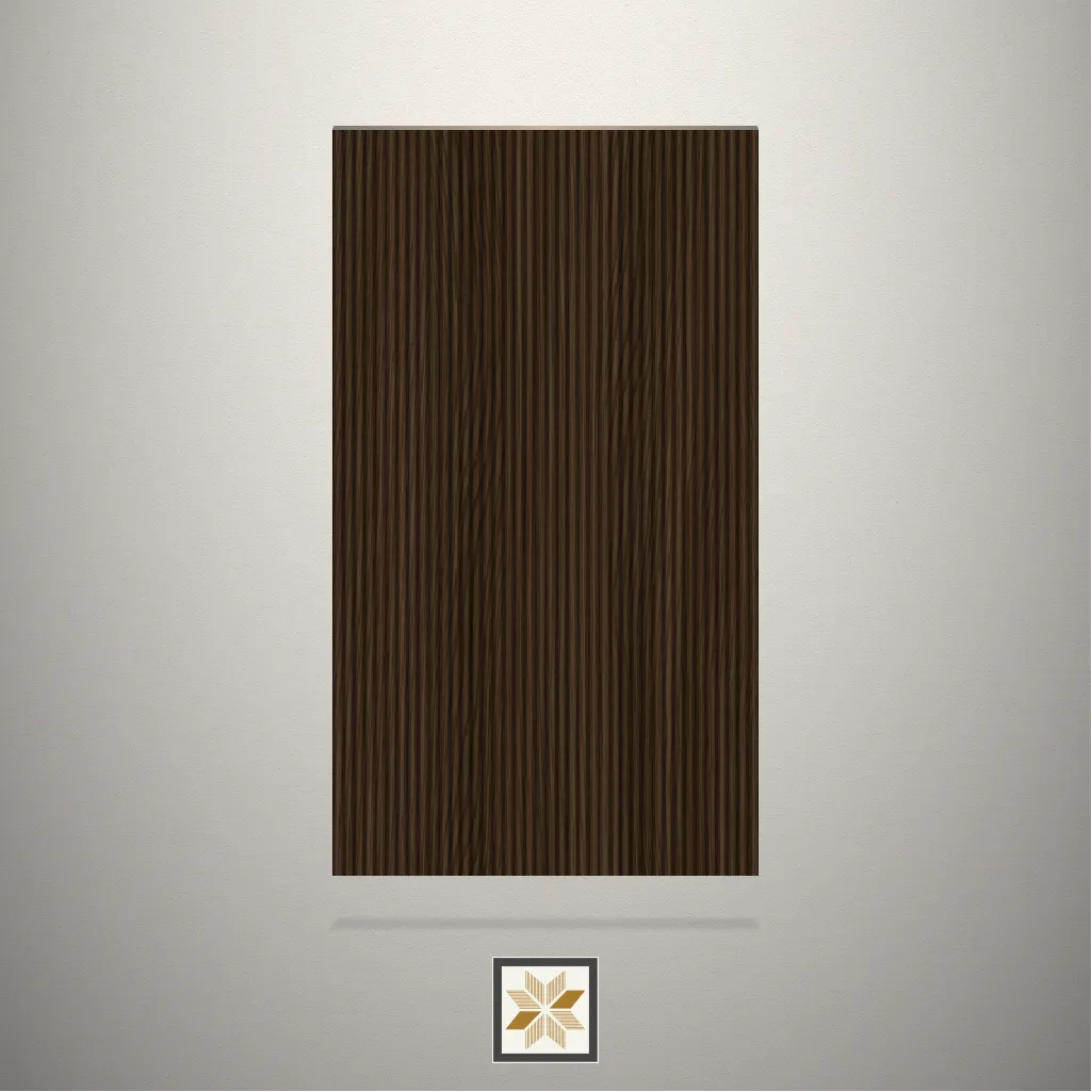 High Gloss Classic Walnut Fluted Brown Laminate (8x2 feet,2.6 mm): LM-17209
