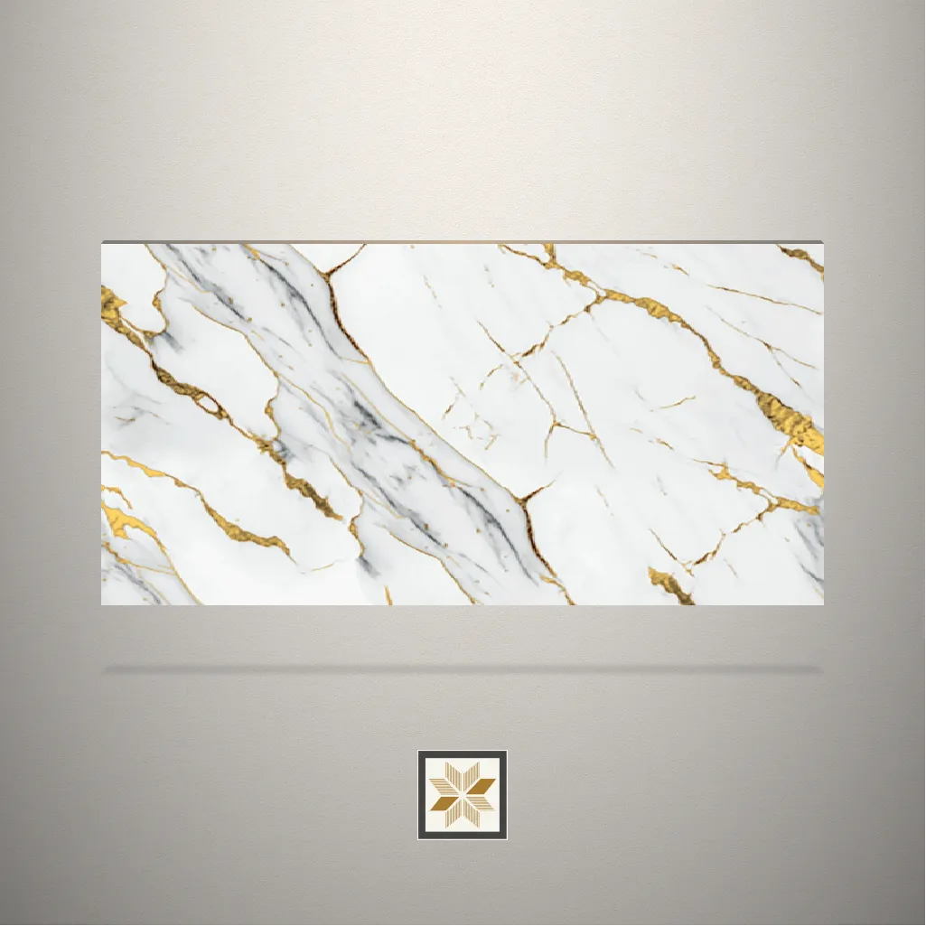 Matt Golden Frost Marble White Laminate (8x4 feet,1.5 mm): LM-17355