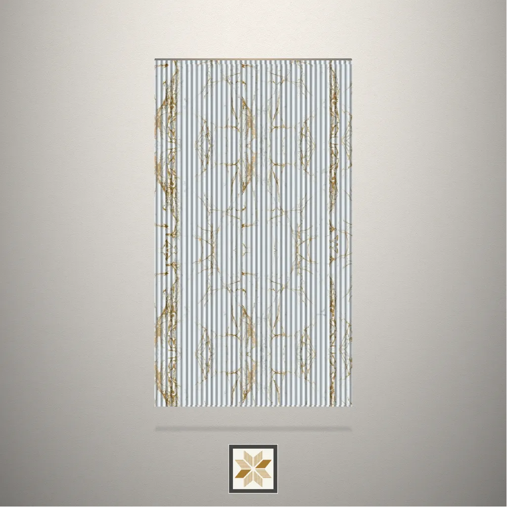 High Gloss Ivory Jewel Fluted Ivory Laminate (8x2 feet,2.6 mm): LM-17381