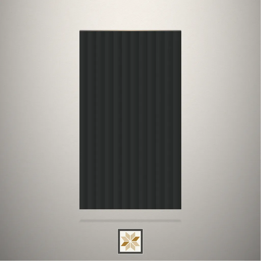 High Gloss Fluted Black Laminate (8x4 feet,3 mm): LM-17419