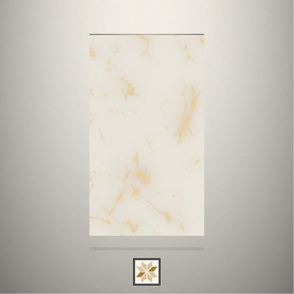 High Gloss Gold Flakes Marble White Laminate (8x4 feet,1.5 mm): LM-17428