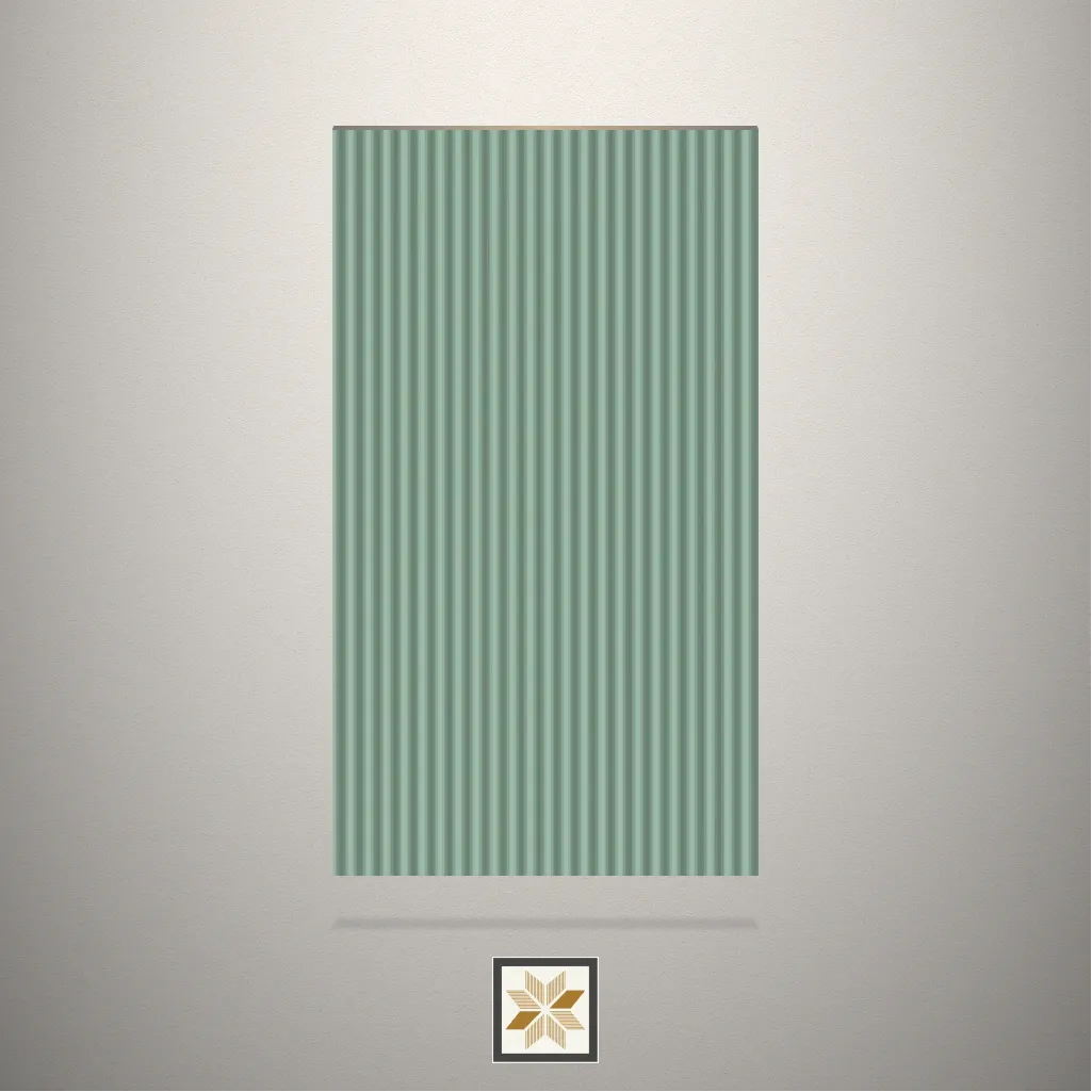 High Gloss Basil Fluted Green Laminate (8x2 feet,3 mm): LM-17463