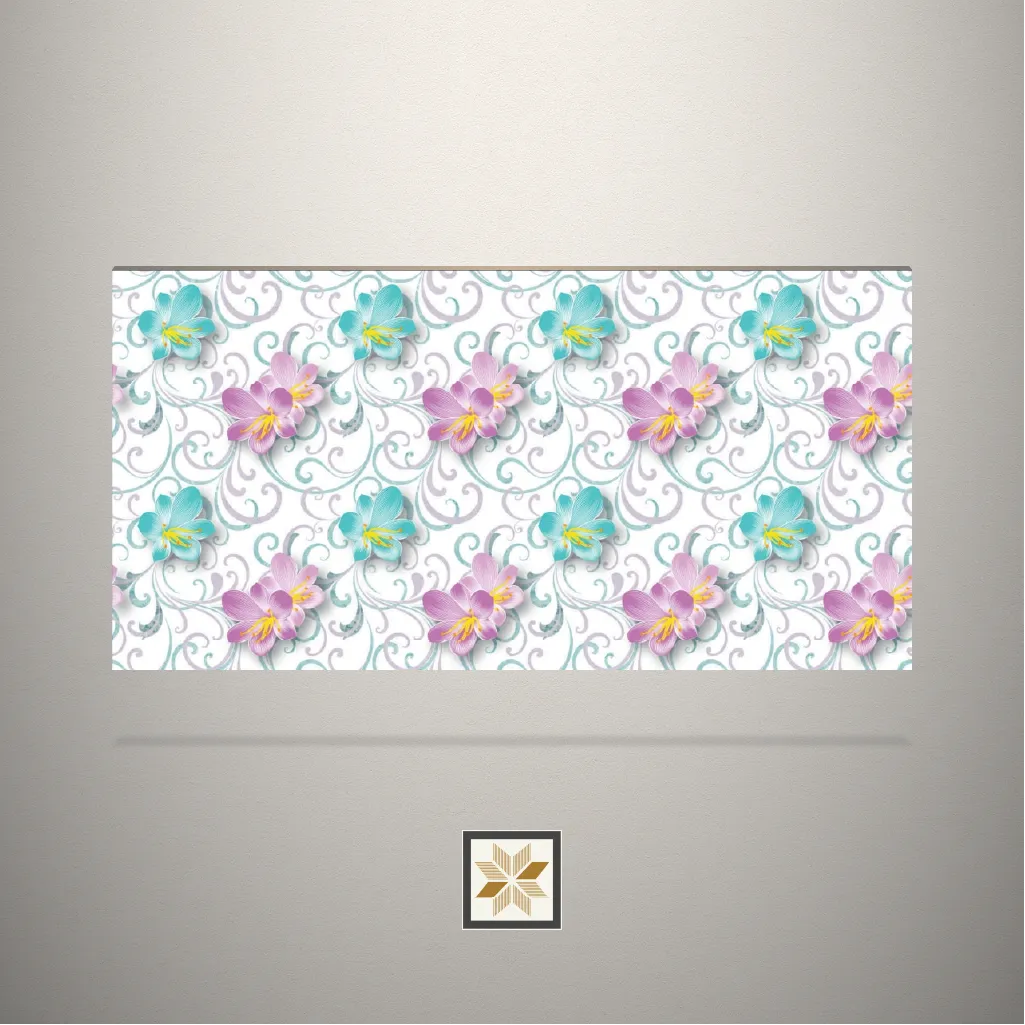 High Gloss Tropical Flowers Digital Printed Multi Colour Laminate (8x4 feet,1 mm): LM-17634