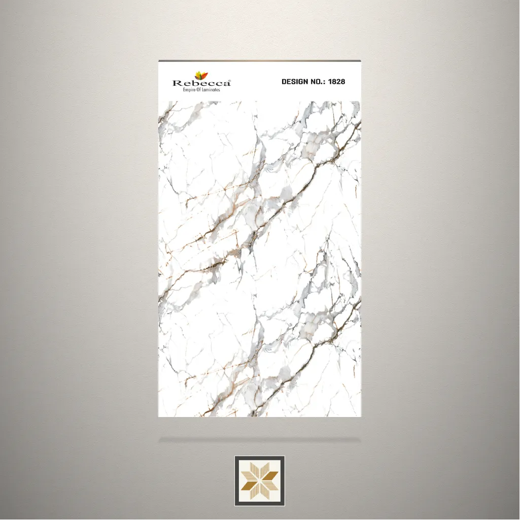 High Gloss Culcutta Marble Marble White Laminate (8x4 feet,1 mm): LM-17657