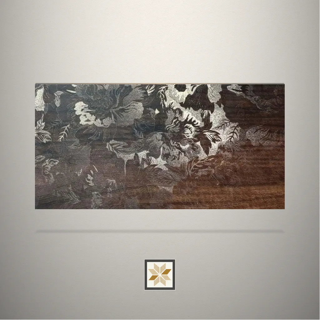 Textured Canyon Apple 3 D Flower Pattern Wenge Laminate (8x4 feet,0.8 mm): LM-18407