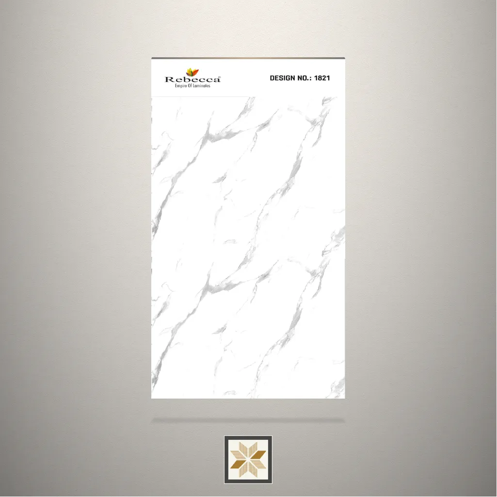 High Gloss Carrara Marbelly Marble White Laminate (8x4 feet,1 mm): LM-18670