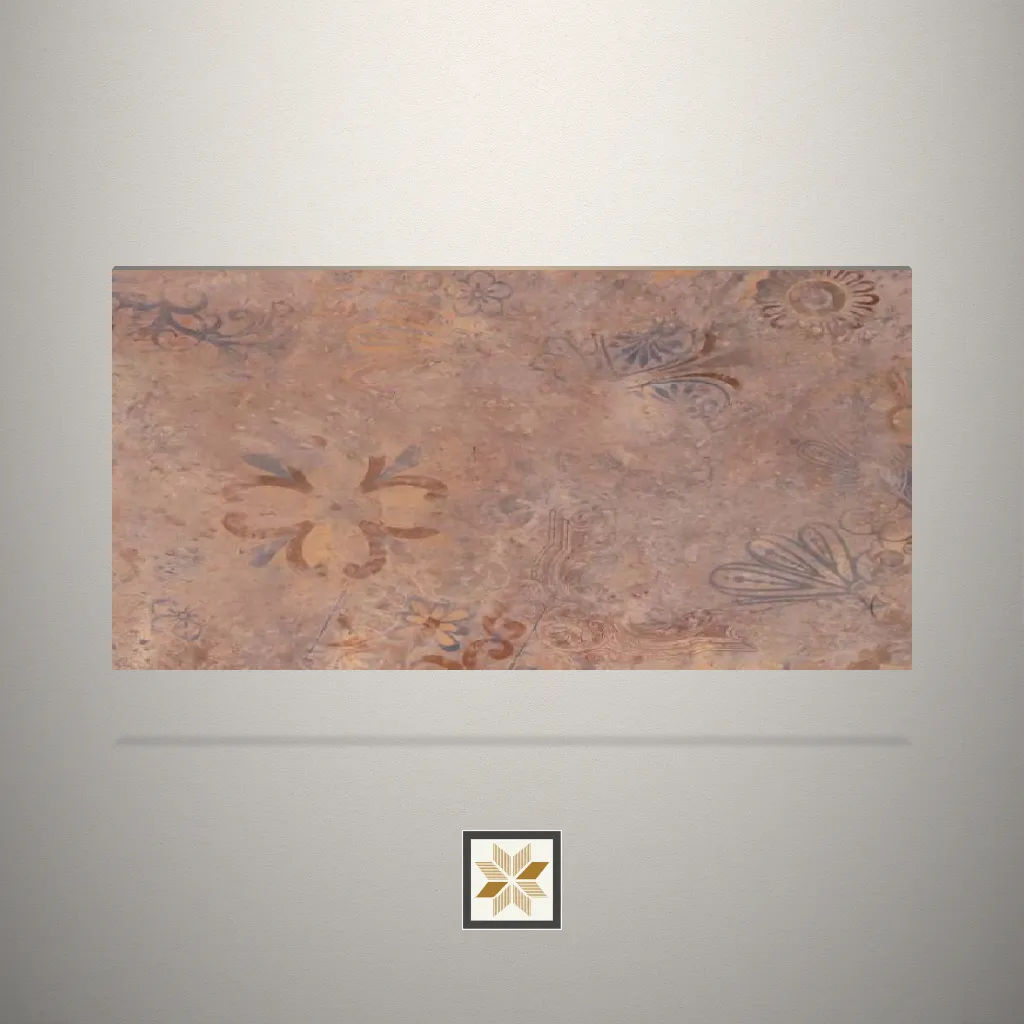 High Gloss Mosiac Flower Pattern Beige Laminate (8x4 feet,1 mm): LM-19053