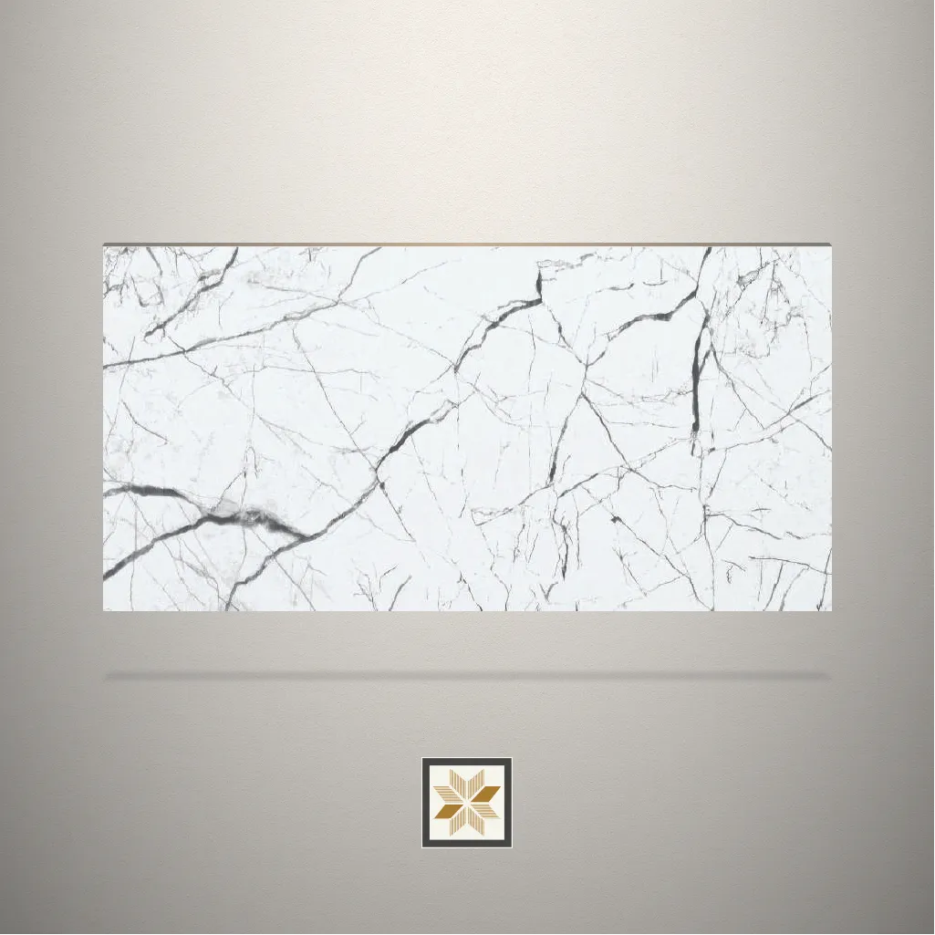 Gloss Arabescato Stone Stone White Laminate (8x4 feet,1.25 mm): LM-19593