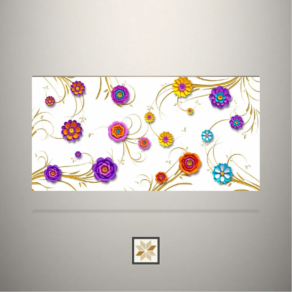 High Gloss Shiny Flowers Digital Printed Multi Colour Laminate (8x4 feet,1 mm): LM-19913