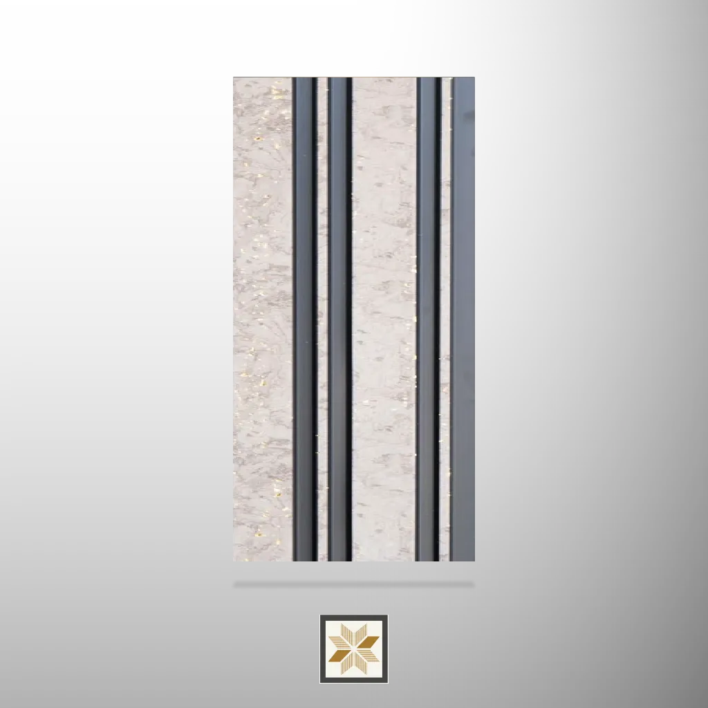 9.5x0.42 feet | 11 mm White Stone louvers (suitable for Bedroom, Feature Wall, Hotel, Living Room, Office, Restaurant, TV Cabinet) | LV-20284