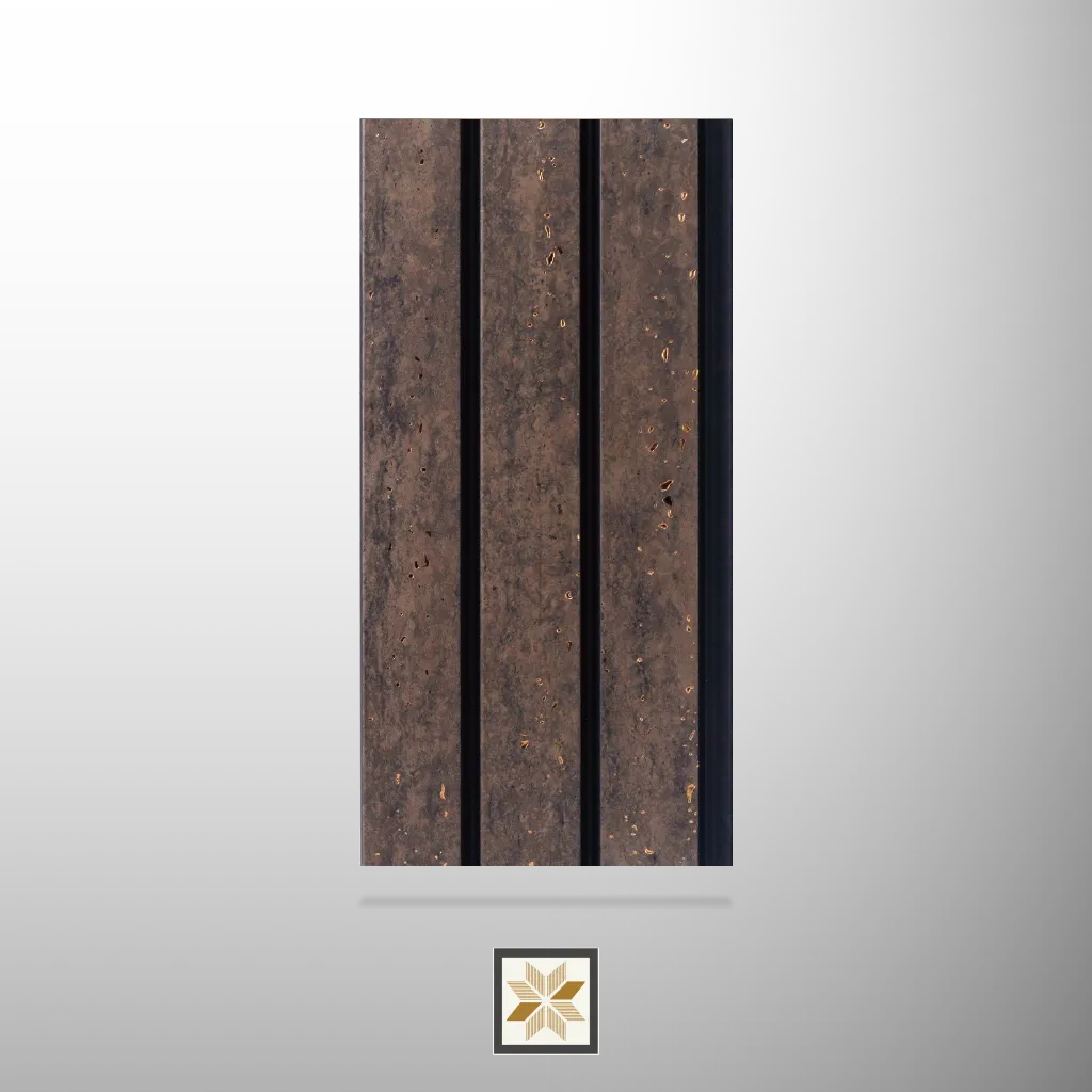 8x0.4 feet | 12 mm Brown Stone louvers (suitable for Bedroom, Feature Wall, Living Room, Office) | LV-20329