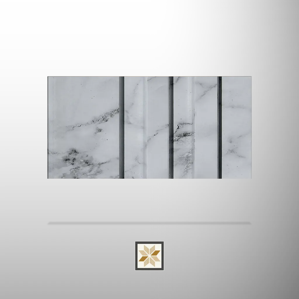 8x0.41 feet | 12 mm White Marble louvers (suitable for Ceiling, Hotel, Office, Retail) | LV-20606