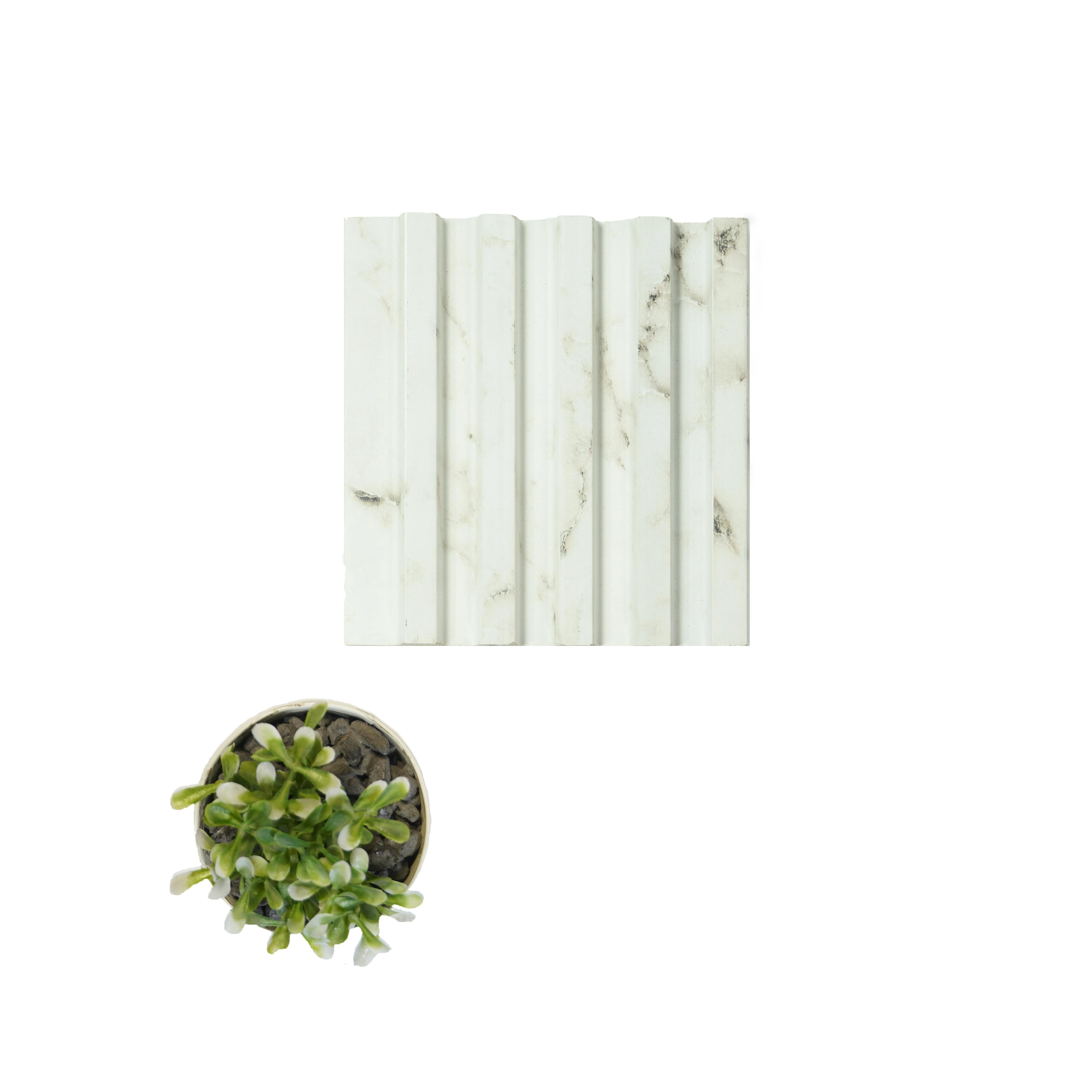 9.5x0.41 feet | 12 mm White Marble louvers (suitable for Bedroom, Feature Wall, Living Room, Office, TV Cabinet) | LV-20762