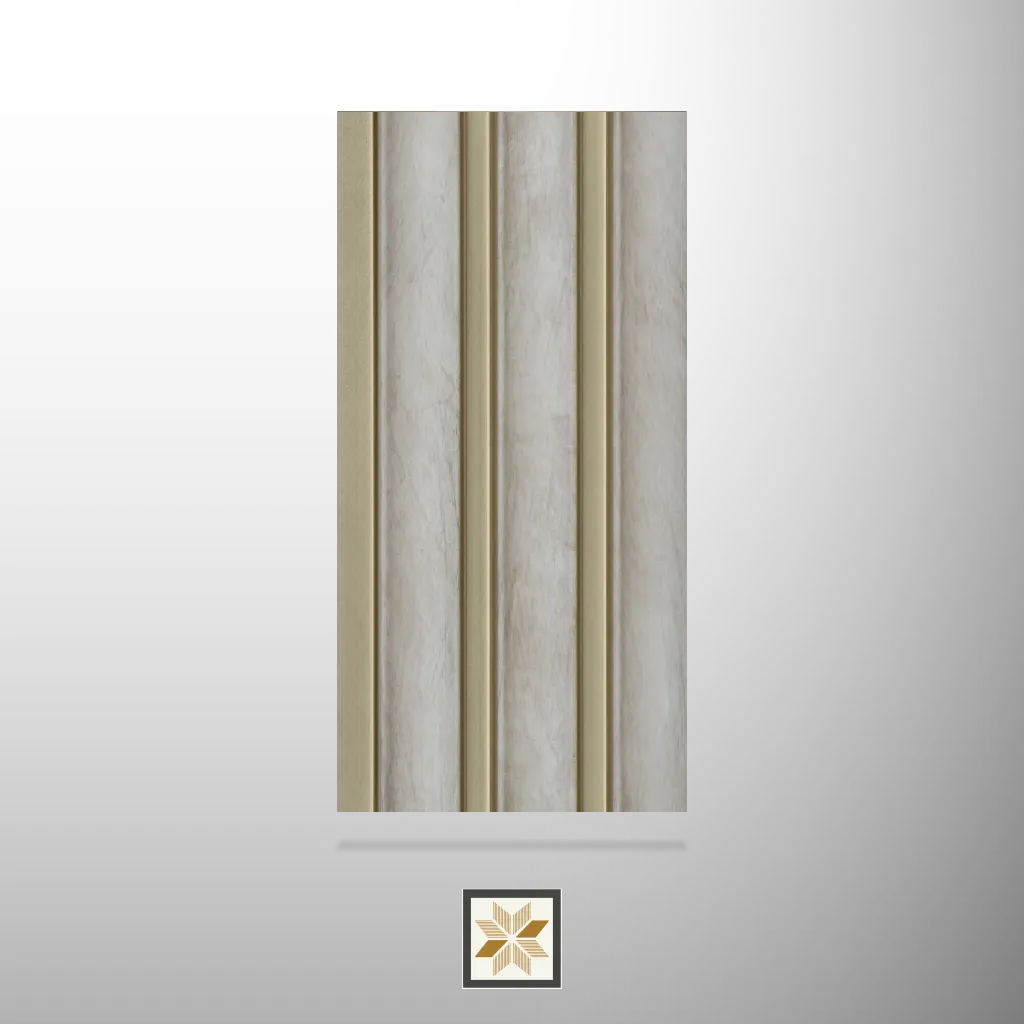 8x0.41 feet | 12 mm Beige Patterned louvers (suitable for Bedroom, Feature Wall, Living Room, Office, TV Cabinet) | LV-20957
