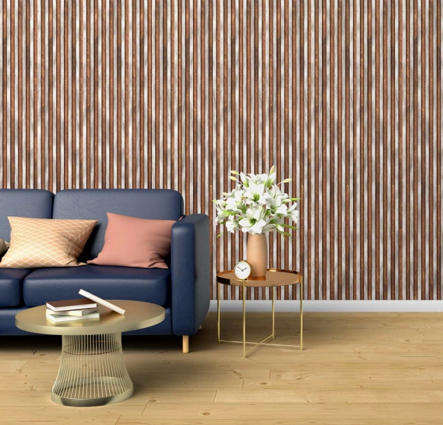 8x0.33 feet | 11 mm Brown Stone louvers (suitable for Bedroom, Feature Wall, Living Room, Office) | LV-20968