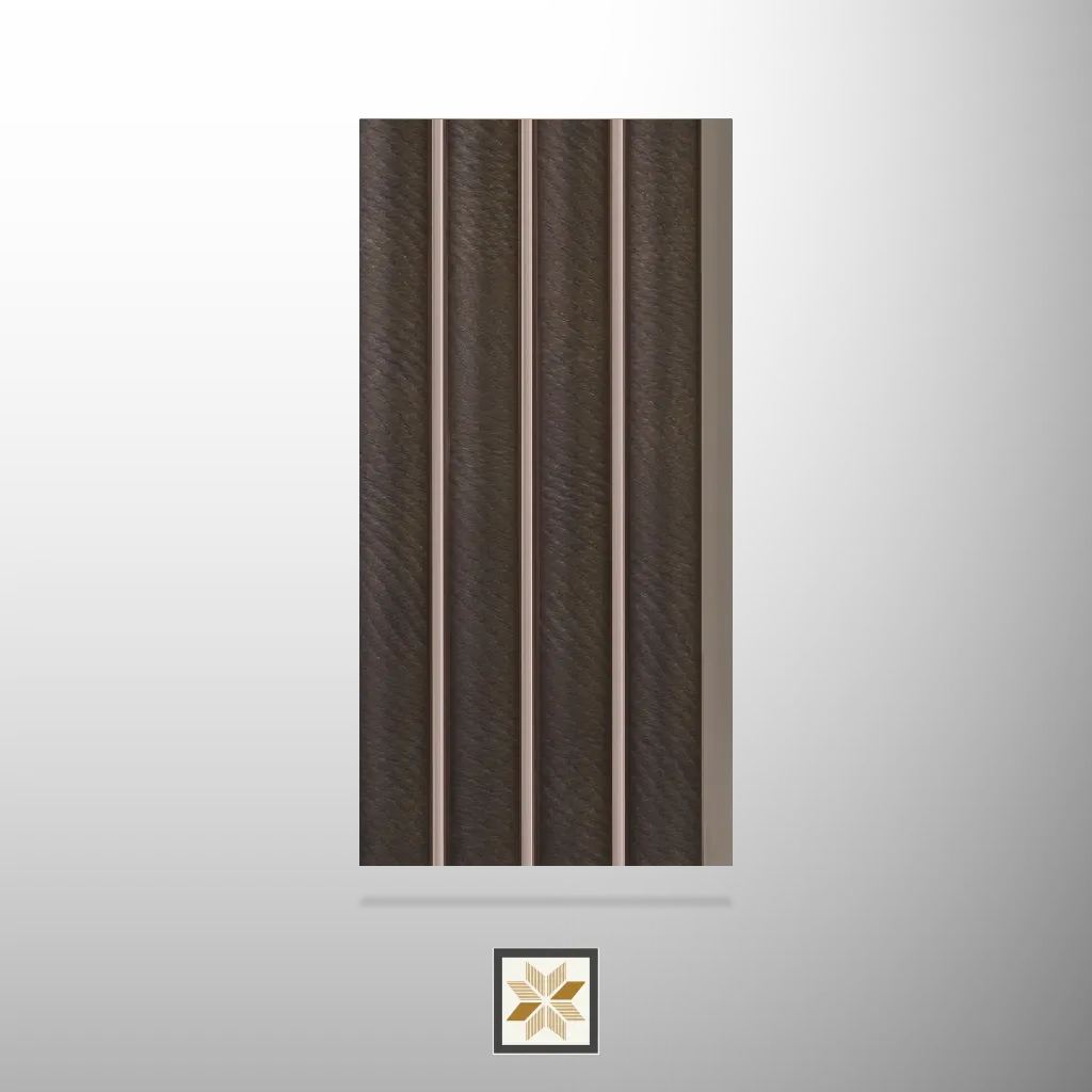 8x0.42 feet | 11 mm Brown Leather louvers (suitable for Bedroom, Feature Wall, Living Room, Office) | LV-21070