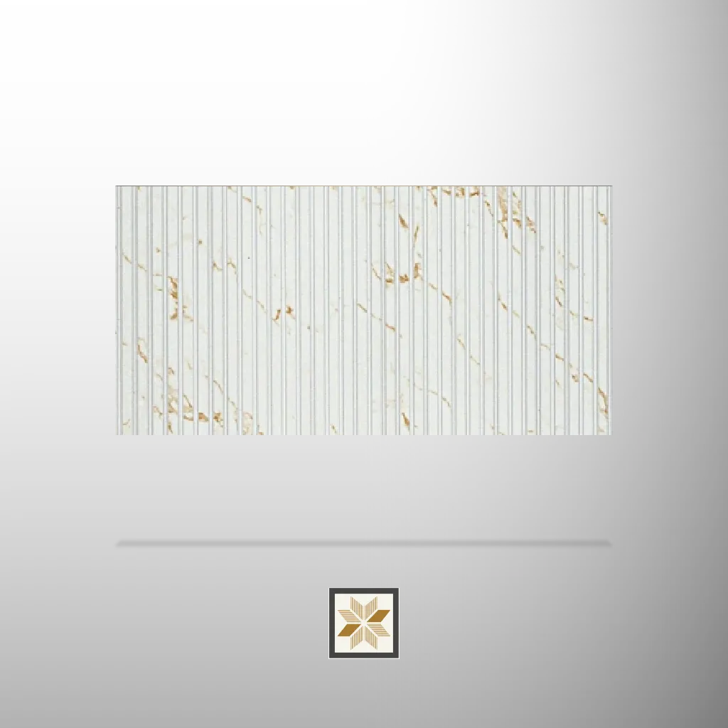 9.5x0.5 feet | 10 mm White Stone louvers (suitable for Bedroom, Feature Wall, Living Room, Office, TV Cabinet) | LV-21114