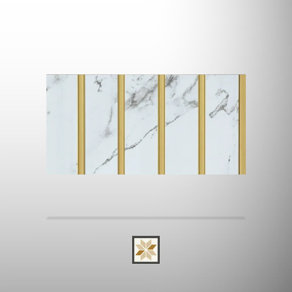 9.5x0.5 feet | 10 mm White Marble louvers (suitable for Bedroom, Feature Wall, Living Room, Office, TV Cabinet) | LV-21136