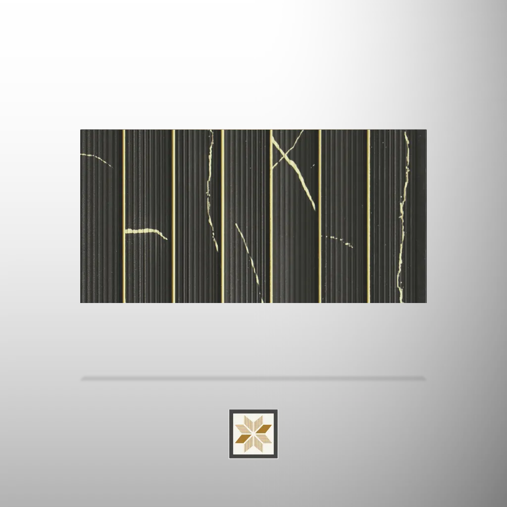 9.5x0.65 feet | 12 mm Black Marble louvers (suitable for Bedroom, Feature Wall, Living Room, Office, TV Cabinet) | LV-21158