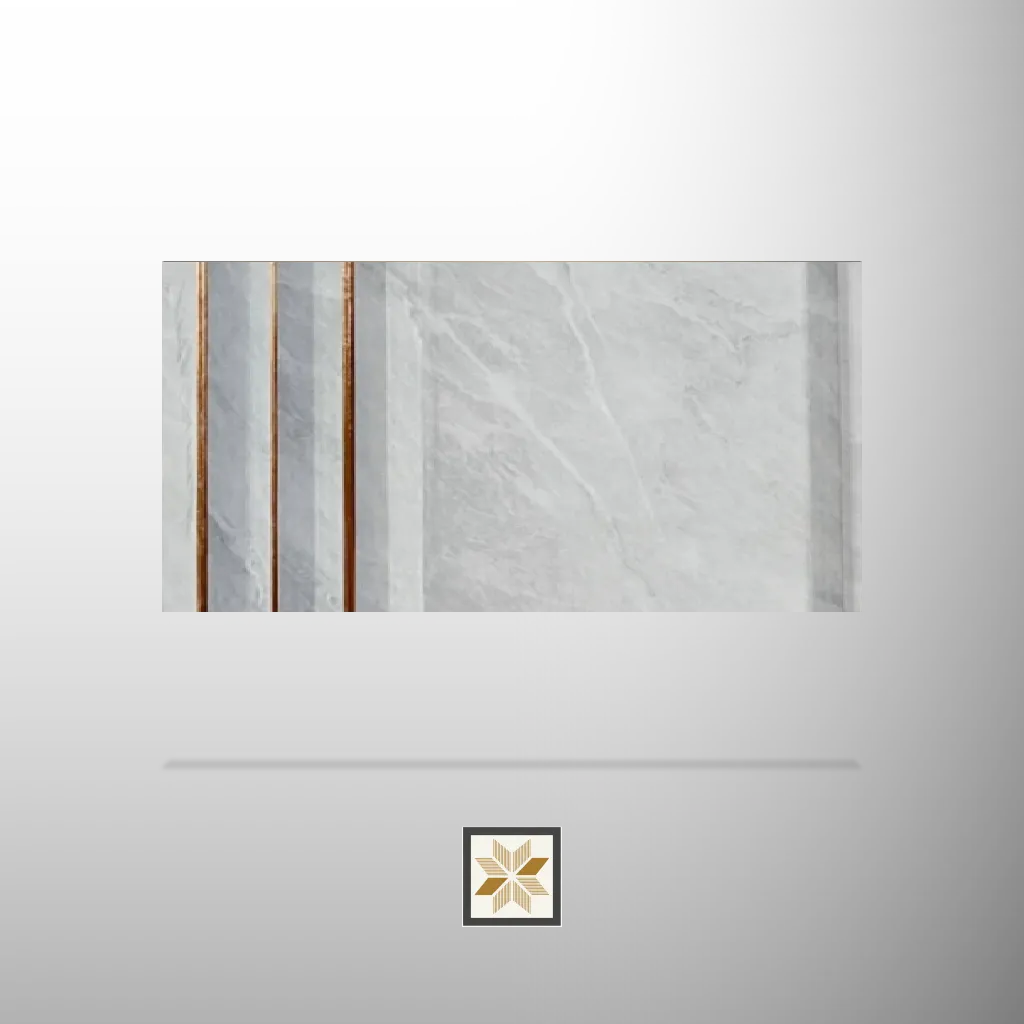 8x0.41 feet | 12 mm White Marble louvers (suitable for Bedroom, Hotel, Kitchen, Living Room, Office, Restaurant, TV Unit, Wardrobe) | LV-21222