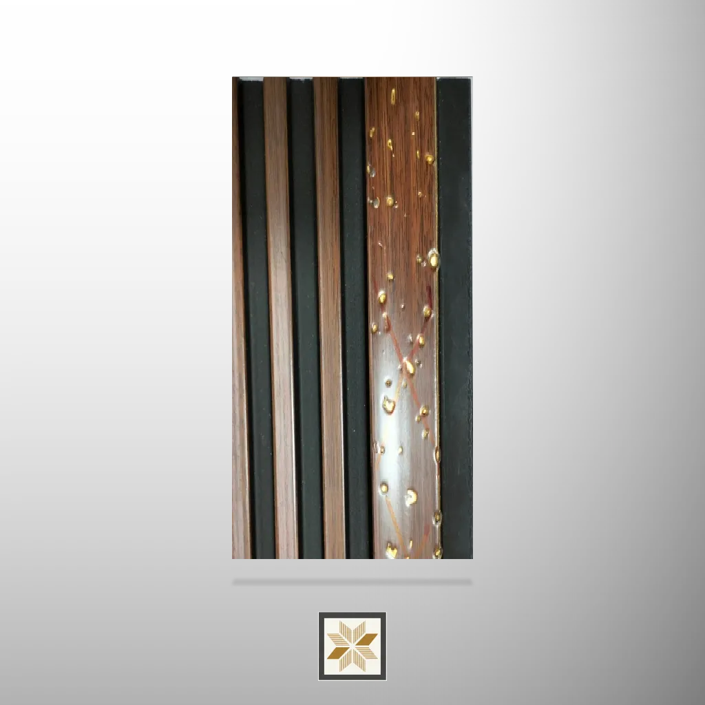 8x0.42 feet | 12 mm Brown Wood louvers (suitable for Bedroom, Hotel, Kitchen, Living Room, Office, Restaurant) | LV-21389