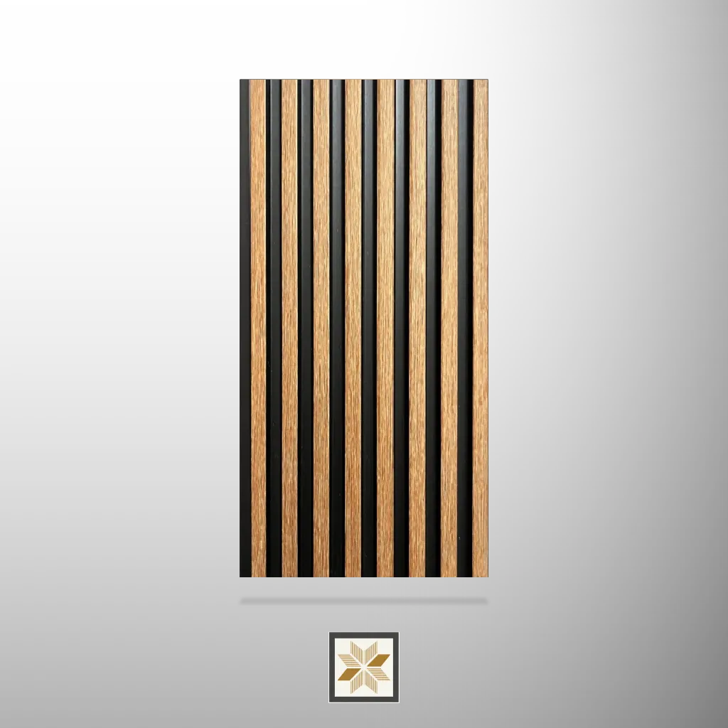 8x0.41 feet | 10 mm Brown Wood louvers (suitable for Bedroom, Hotel, Living Room, Office, Restaurant, TV Cabinet) | LV-21450