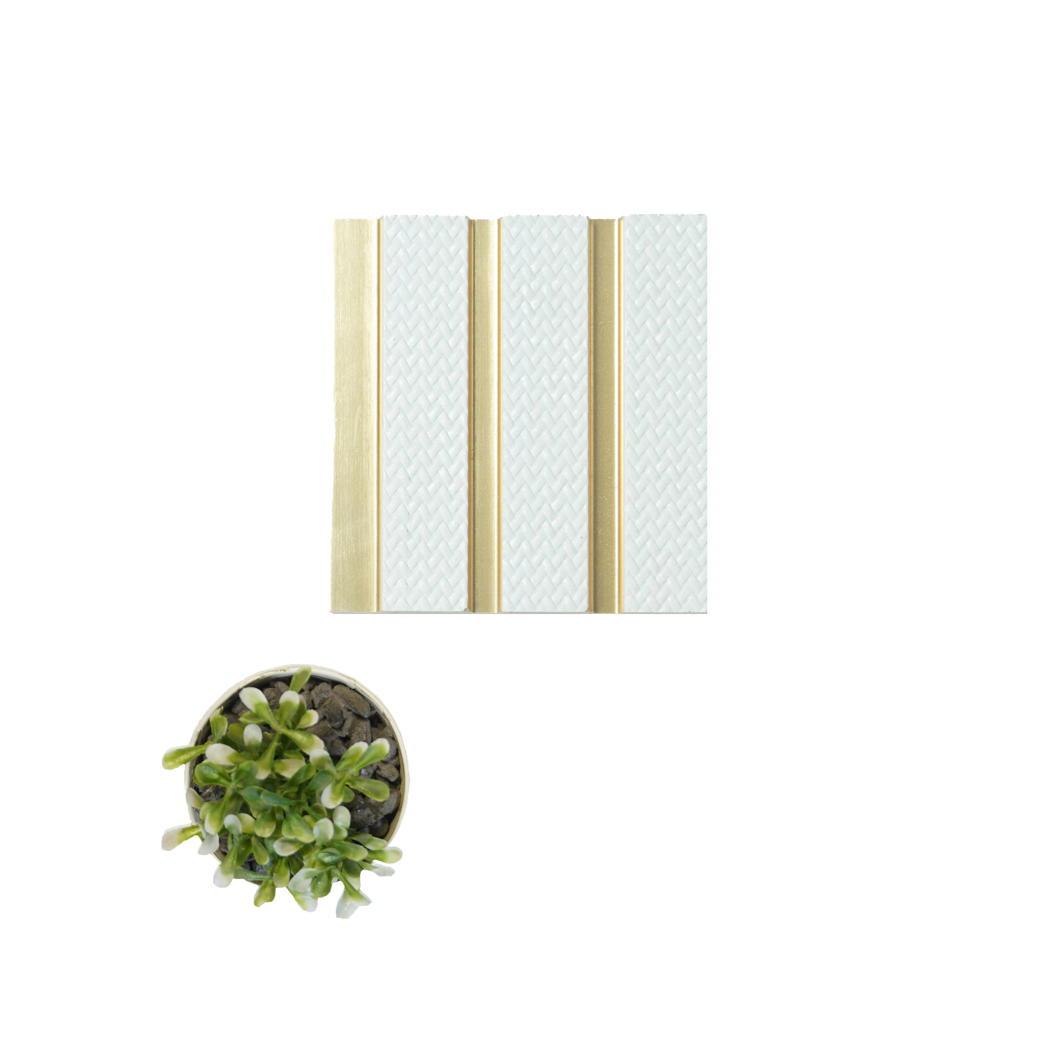 8x0.39 feet | 12 mm White Patterned louvers (suitable for Bedroom, Feature Wall, Living Room, Office, TV Cabinet) | LV-21600