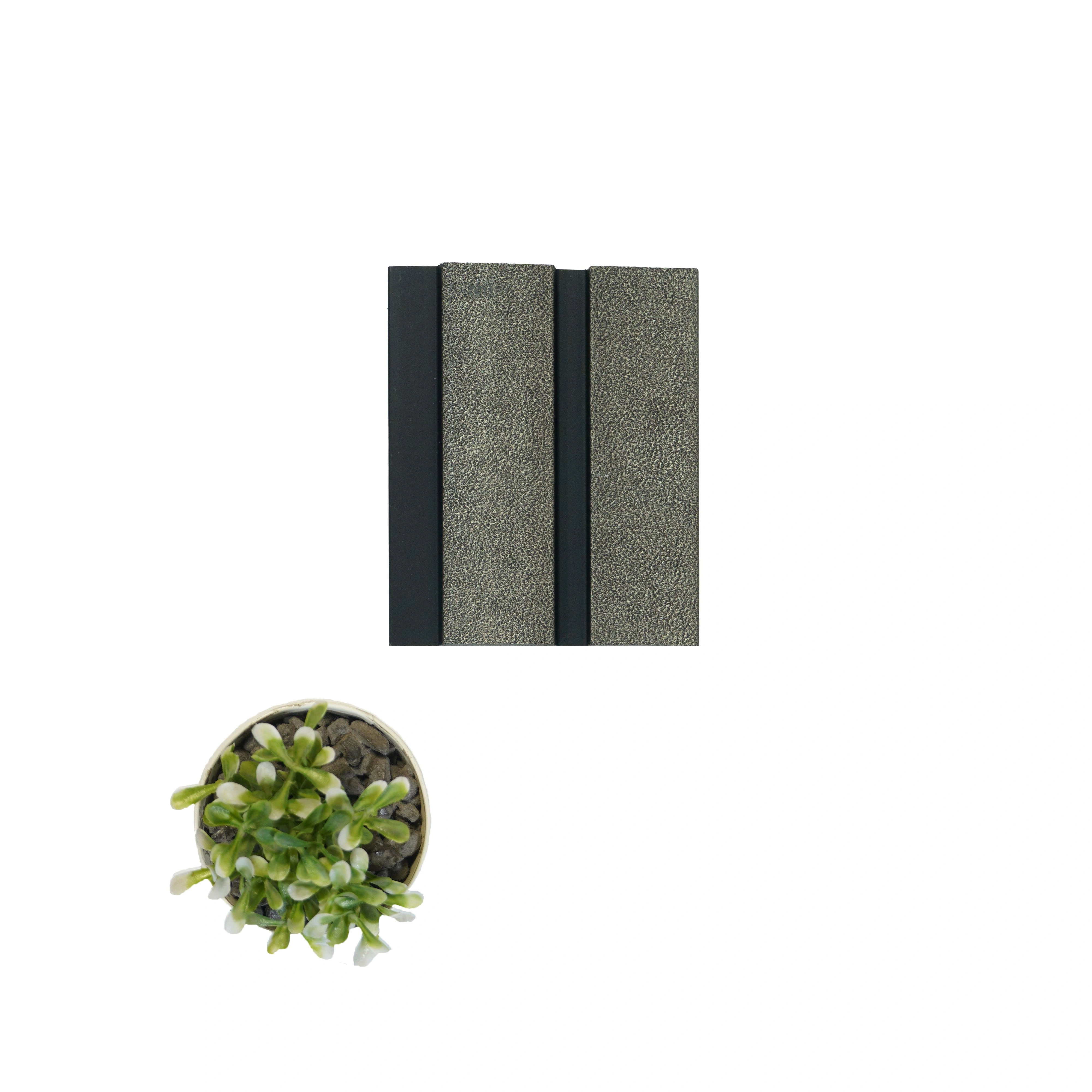 9.5x0.39 feet | 12 mm Grey Leather louvers (suitable for Bedroom, Feature Wall, Living Room, Office, TV Cabinet) | LV-21643