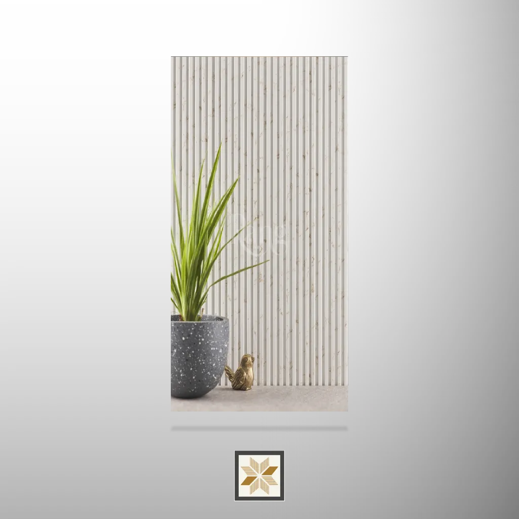 9x0.41 feet | 11 mm White Marble louvers (suitable for Bedroom, Hotel, Kitchen, Living Room, Office, Restaurant) | LV-21704