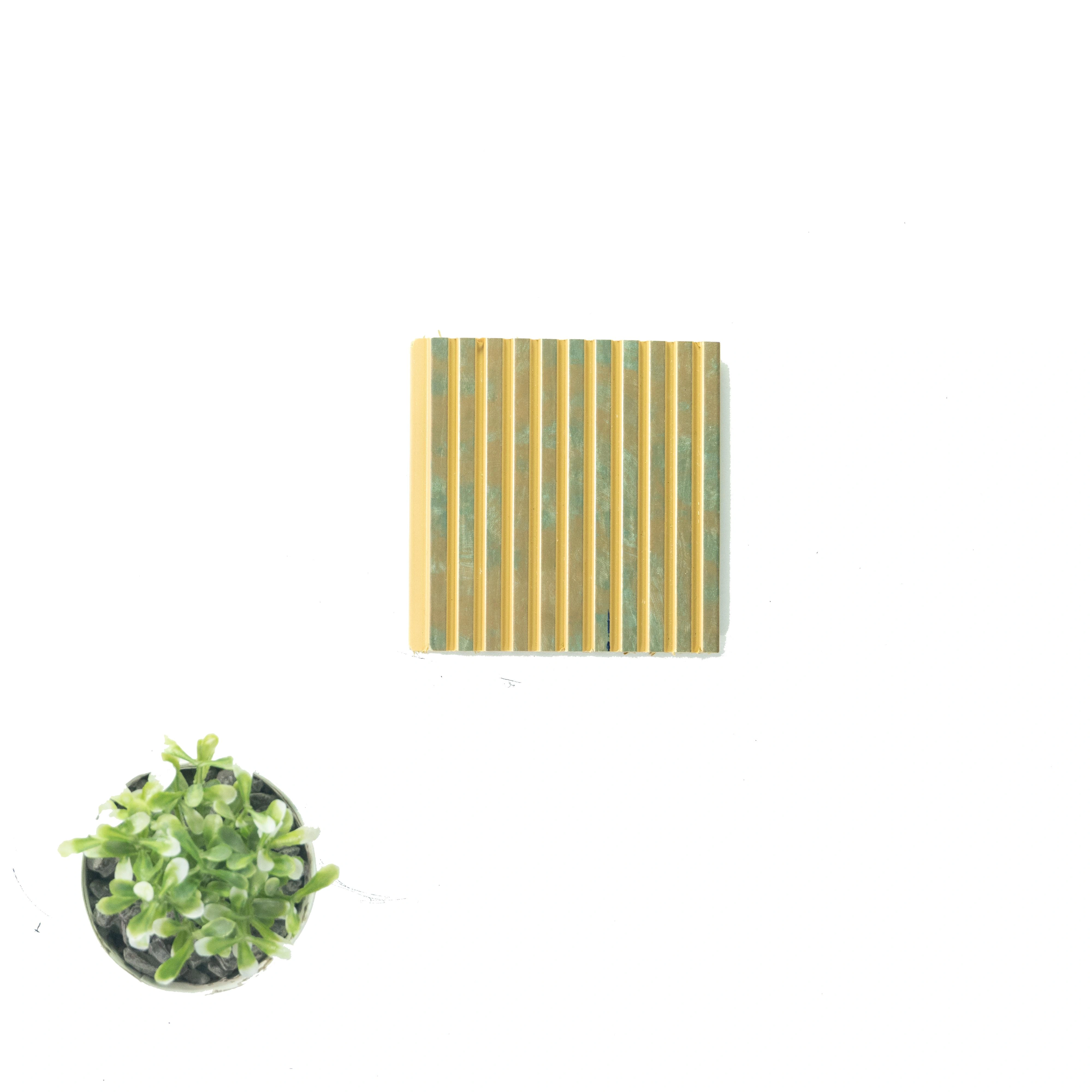 9.5x0.32 feet | 6 mm Yellow Marble louvers (suitable for Bedroom, Feature Wall, Living Room, Office) | LV-21731