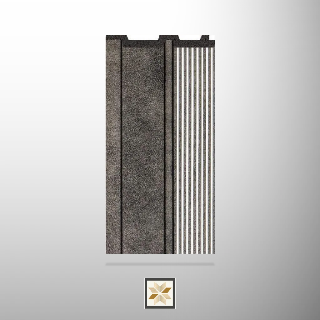 8x0.4 feet | 12 mm Charcoal Ribbed Leather louvers (suitable for Bedroom, Hotel, Kitchen, Living Room, Office, Restaurant, TV Cabinet, Wardrobe) | LV-22356-H