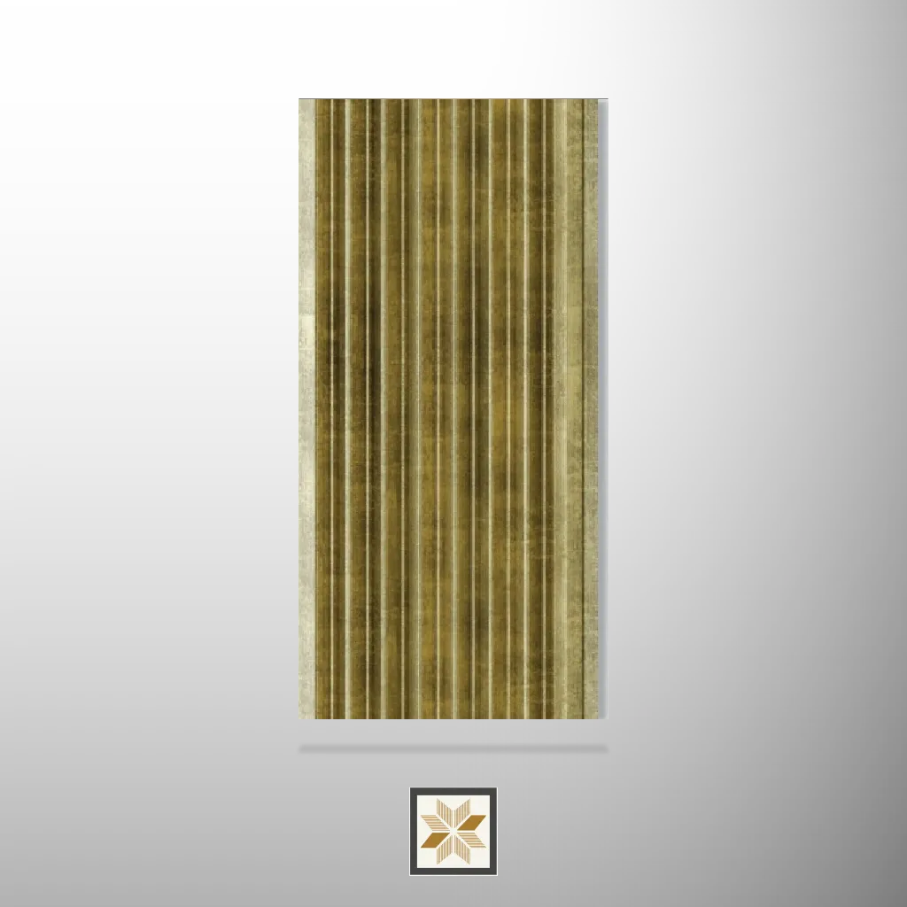 8x0.41 feet | 12 mm Yellow Brown Patterned louvers (suitable for Bathroom, Bedroom, Hotel, Kitchen, Living Room, Office, Restaurant, TV Cabinet, Wardrobe) | LV-22883-D