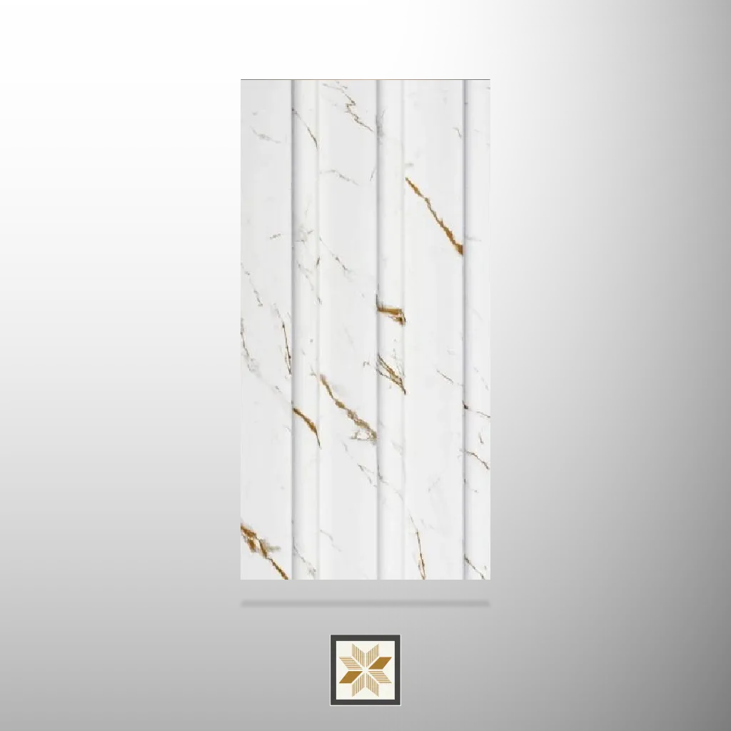 8x0.41 feet | 12 mm White Marble louvers (suitable for Bedroom, Living Room, Office, TV Cabinet) | LV-23044